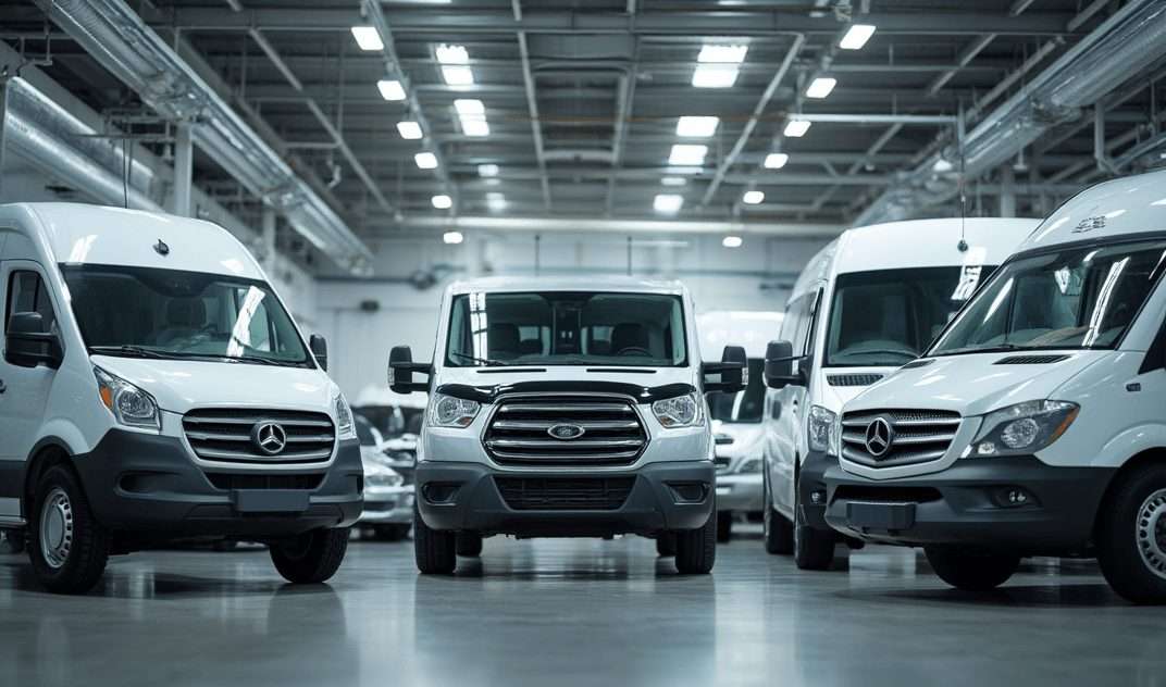 Vans displayed inside a Staten Island car dealership, ideal auto sales location.