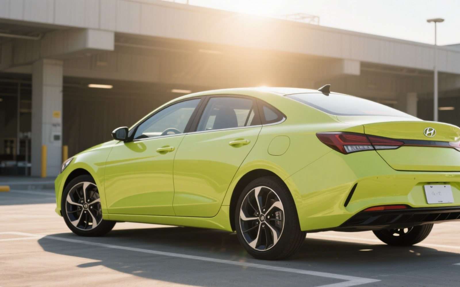 Bright yellow car at Staten Island car dealership, Ideal Auto Sales.