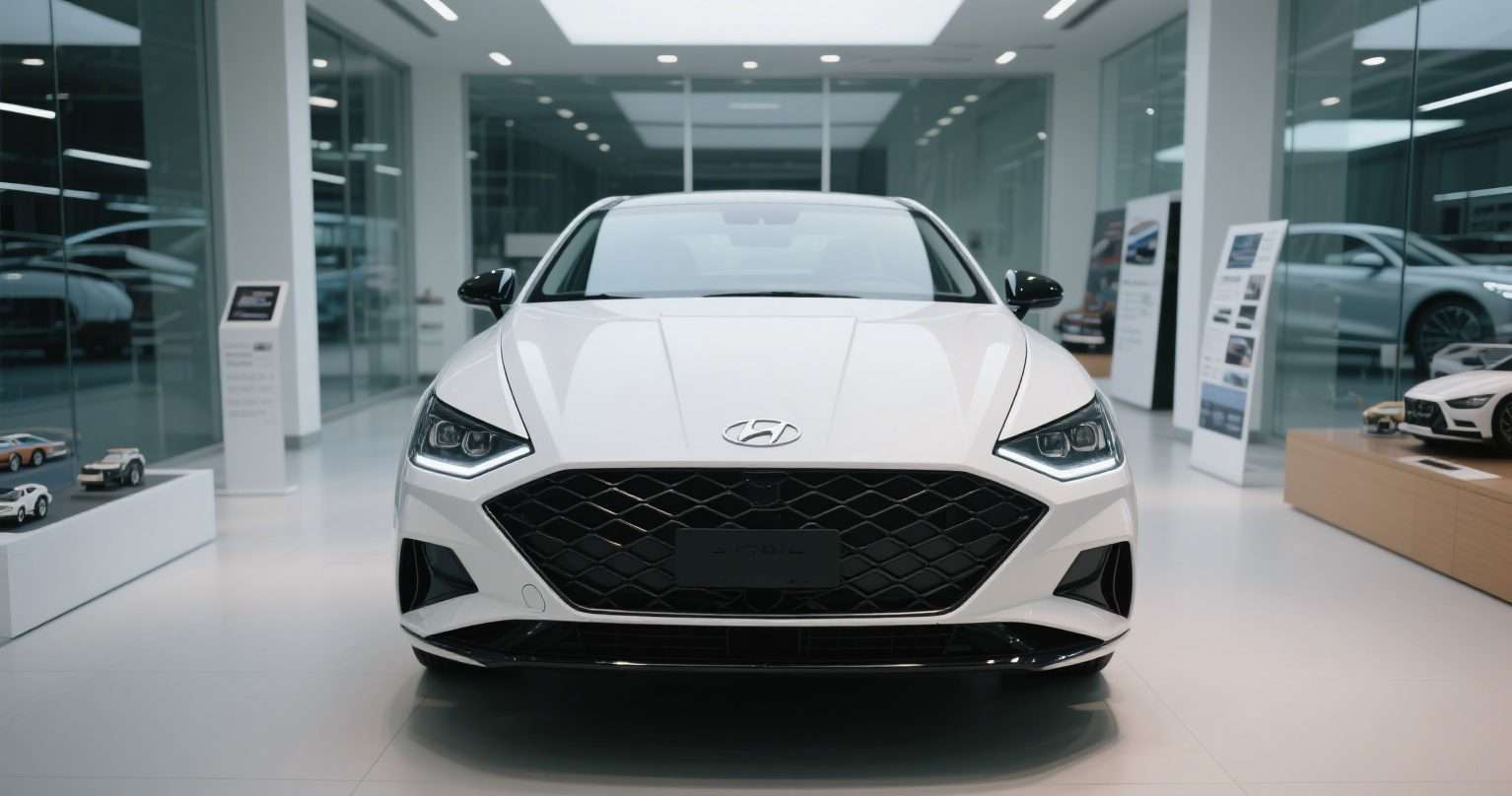 White car in a showroom at Staten Island car dealerships, ideal auto sales Staten Island.