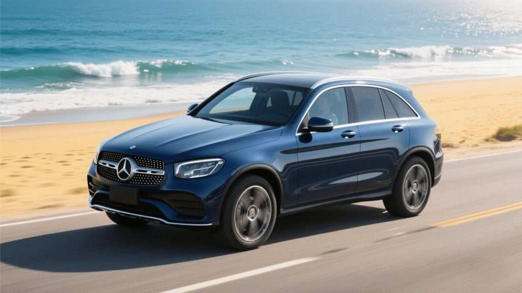 Luxury SUV on highway near beach from Staten Island car dealerships