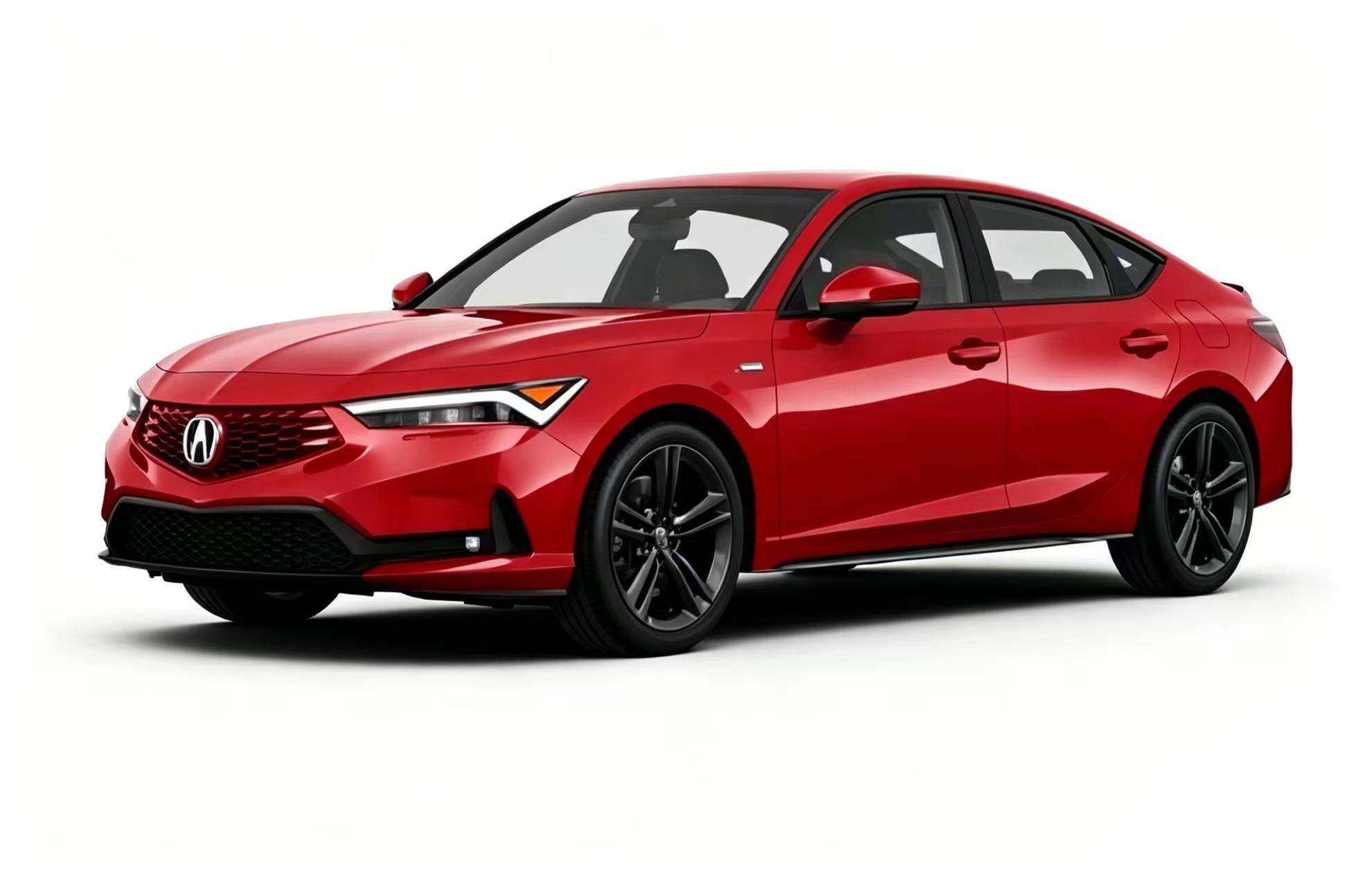 2026 Acura Integra red sedan side front view available in Staten Island New York